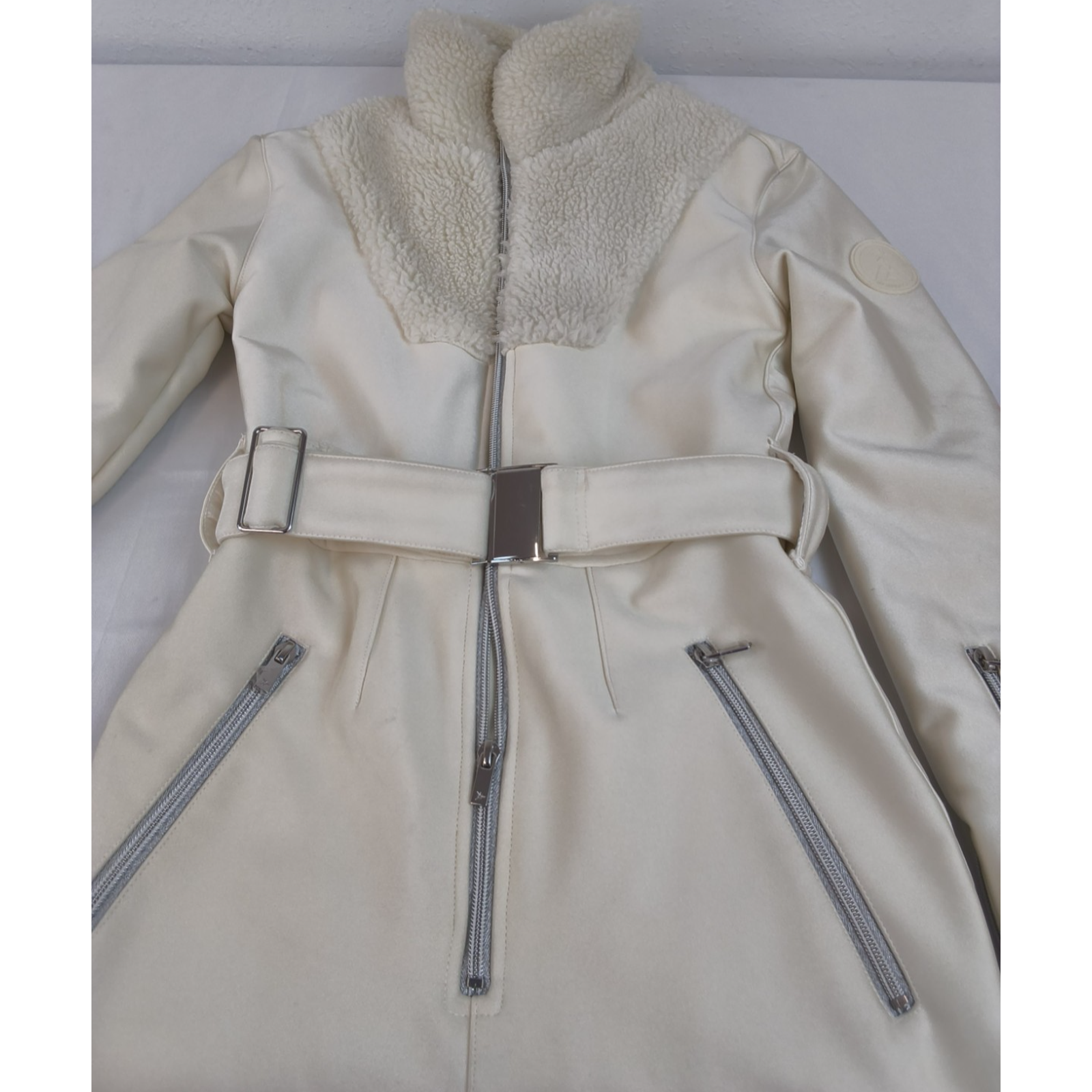 My Sunday Ski One Piece Snow Suit Women's Size S Ivory Belted #W4793 — image 4 of 8